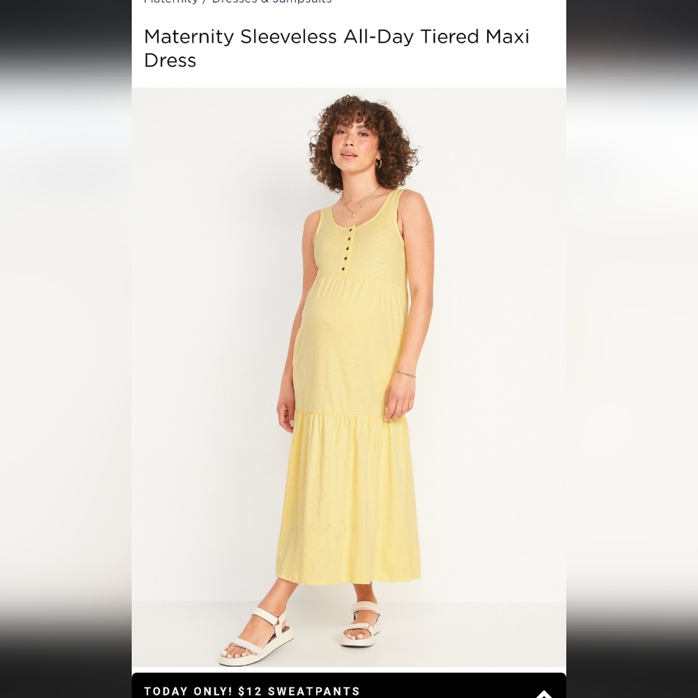Maternity Sleeveless All-Day Tiered Maxi Dress